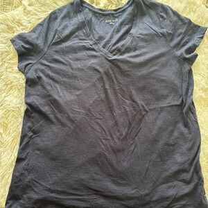 AVA & VIV Navy V-Neck Tee 1X Plus Size Soft Casual Basic T-Shirt